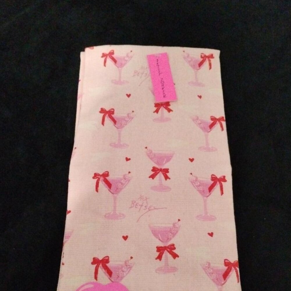BETSEY JOHNSON Kitchen Towels (2) Martini Glass100% Cotton Terry NWT